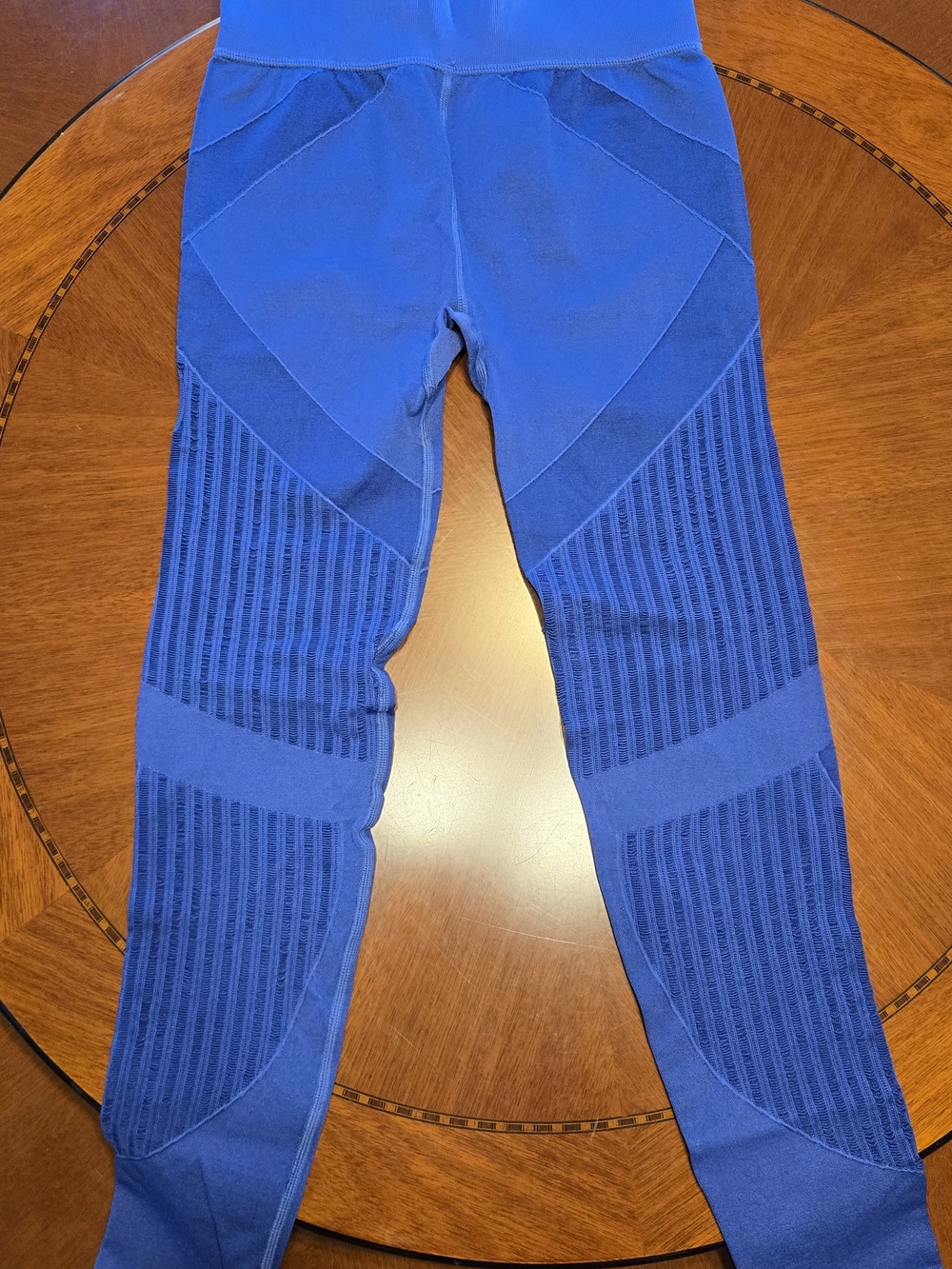 Womens Seamless Ribbed Blue Leggings